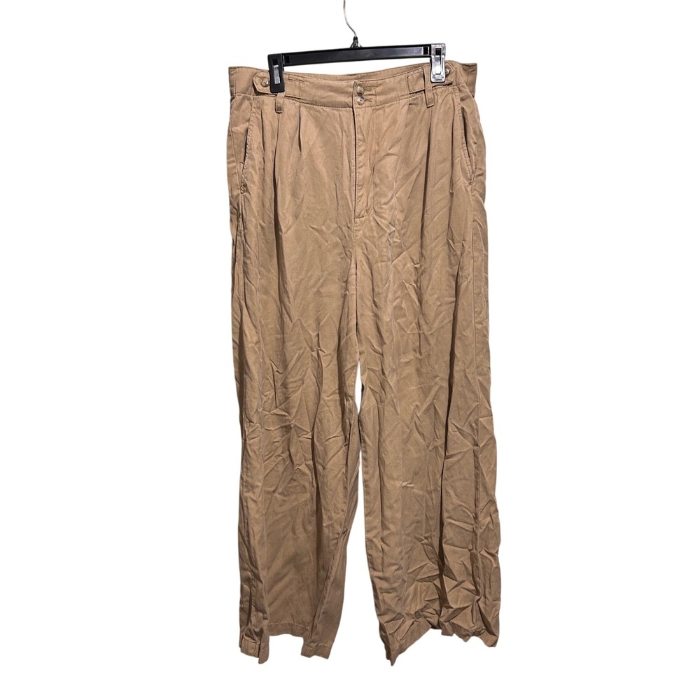 Madewell Harlow Trousers Womens 14 Tan Pleated Wide Leg Khaki Chino Pant